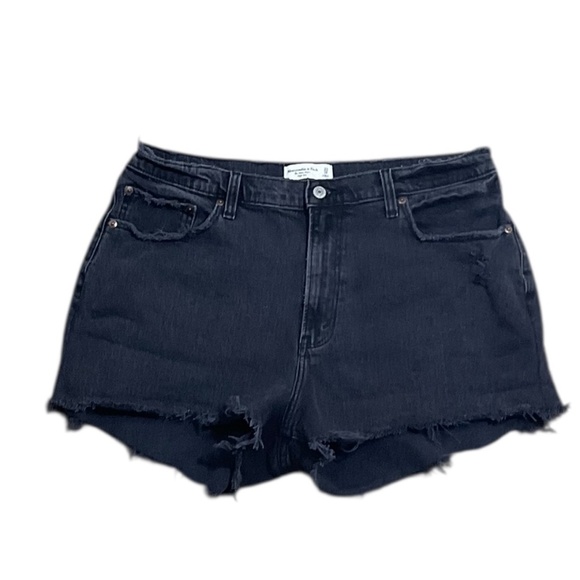 Abercrombie & Fitch Curve Love Mom Shorts Size 33 / 16 High Rise distressed - Picture 1 of 10